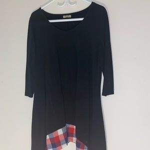 Black Acevog women’s dress with plaid accents